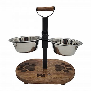 מעמד עץ מנגו + זוג קערות נירוסטה 16 ס"מ PETEX מעמד עץ מנגו + זוג קערות נירוסטה 16 ס"מ PETEX