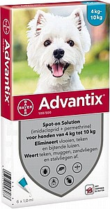 Advantix האמפולה לכלבים מ4 עד 10 ק"ג לטיפול בפרעושים, קרציות וטפילים חיצוניים Advantix האמפולה לכלבים מ4 עד 10 ק"ג לטיפול בפרעושים, קרציות וטפילים חיצוניים