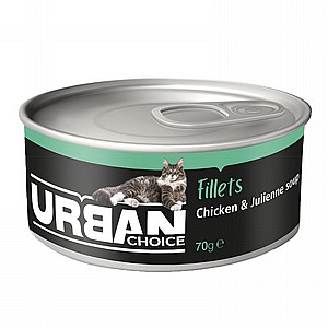 Urban Choice Fillets for Cats Chicken&Julienne Soup פילה עוף ומרק 70גר Urban Choice Fillets for Cats Chicken&Julienne Soup פילה עוף ומרק 70גר