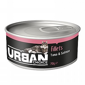 Urban Choice Fillets for Cats Tuna&Salmon פילה טונה וסלמון 70 גר' Urban Choice Fillets for Cats Tuna&Salmon פילה טונה וסלמון 70 גר'