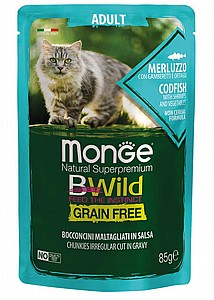 Monge BWild Grain Free –Codfish With Shrimps and Vegetables – Adult אוכל בקלה רטוב עם שרימפס וירקות לחתולים בוגרים 85 גר Monge BWild Grain Free –Codfish With Shrimps and Vegetables – Adult אוכל בקלה רטוב עם שרימפס וירקות לחתולים בוגרים 85 גר