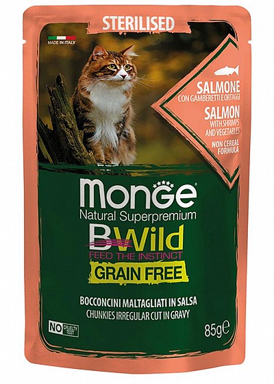 Monge BWild Grain Free � Salmon With Shrimps and Vegetables � Sterilised ���� ����� ���� �� ������ ������ ������� ������� 85 ��