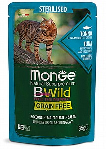 Monge BWild Grain Free – Tuna with Shrimps and Vegetables – Sterilised אוכל טונה רטוב עם שרימפס וירקות לחתולים מסורסים 85 גר Monge BWild Grain Free – Tuna with Shrimps and Vegetables – Sterilised אוכל טונה רטוב עם שרימפס וירקות לחתולים מסורסים 85 גר
