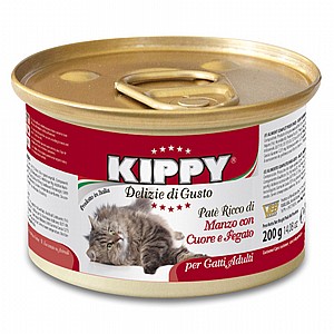 מעדן לחתולים עשיר בבשר בקר עם לבבות וכבד 200גר KIPPY מעדן לחתולים עשיר בבשר בקר עם לבבות וכבד 200גר KIPPY