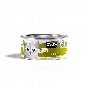 Kit Cat Gravy Canned Food Tuna & Beef מזון רטוב מלא לחתולים עם טונה ובשר בקר 70גר Kit Cat Gravy Canned Food Tuna & Beef מזון רטוב מלא לחתולים עם טונה ובשר בקר 70גר