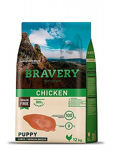 Bravery Puppy Chicken מזון מלא גורי כלבים מגזע בינוני/גדול עם עוף 12 ק"ג Bravery Puppy Chicken מזון מלא גורי כלבים מגזע בינוני/גדול עם עוף 12 ק"ג