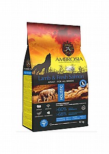 Ambrosia Lamb & Fresh Salmon Adult Sensitive מזון הוליסטי לכלבים בוגרים ללא דגנים 12ק"ג Ambrosia Lamb & Fresh Salmon Adult Sensitive מזון הוליסטי לכלבים בוגרים ללא דגנים 12ק"ג