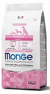 Monge Natural Superpremium All breeds Adult Pork with rice and potatoes מזון יבש לכל הגזעים לכלבים בוגרים על בסיס חזיר ואורז 12ק"ג Monge Natural Superpremium All breeds Adult Pork with rice and potatoes מזון יבש לכל הגזעים לכלבים בוגרים על בסיס חזיר ואורז 12ק"ג