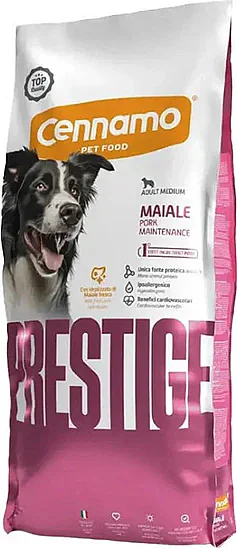 ������� ���� ���� ��� ������ 12 ��- Cennamo Pet Food Prestige Dog Adult Medium Pork 12kg |�
