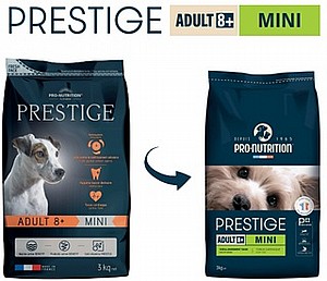 PRESTIGE פרסטיז' אדולט מיני 8+ 3 ק”ג מזון מלא לכלבים בוגרים מגזעים קטנים, בני יותר מ-8 שנים. PRESTIGE פרסטיז' אדולט מיני 8+ 3 ק”ג מזון מלא לכלבים בוגרים מגזעים קטנים, בני יותר מ-8 שנים.
